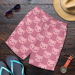 Cute Pink Pig Pattern Print Men's Shorts