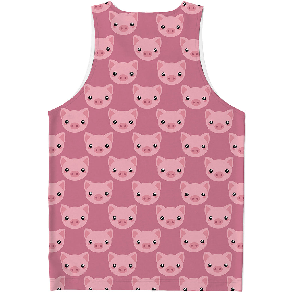 Cute Pink Pig Pattern Print Men's Tank Top