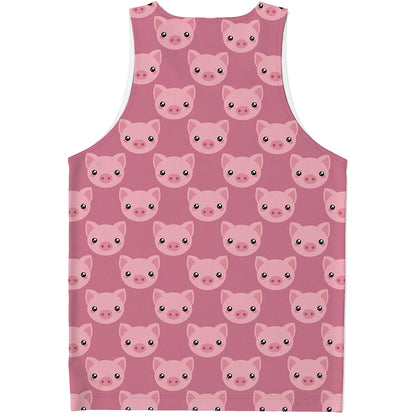 Cute Pink Pig Pattern Print Men's Tank Top