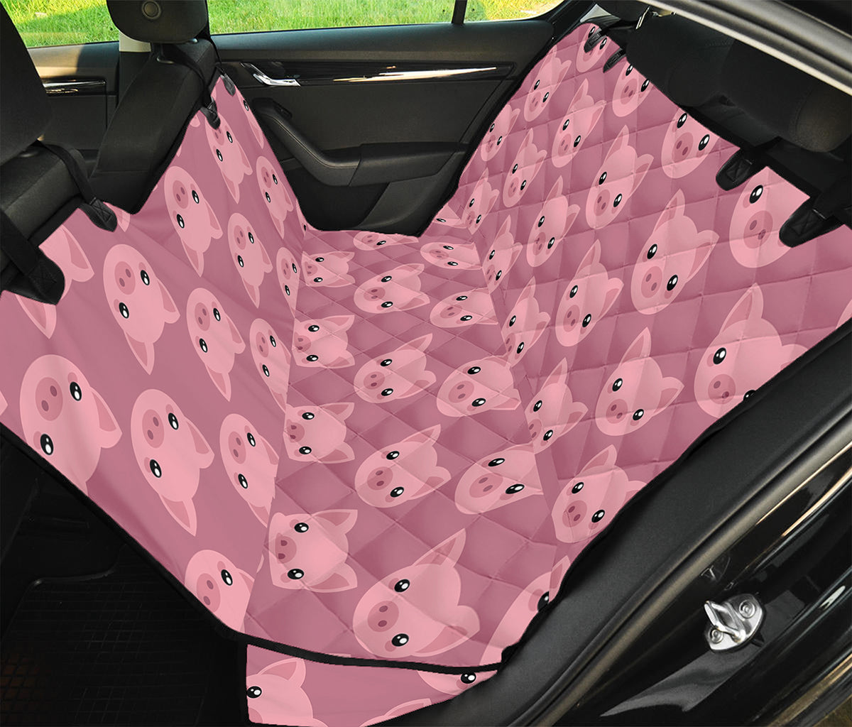 Cute Pink Pig Pattern Print Pet Car Back Seat Cover