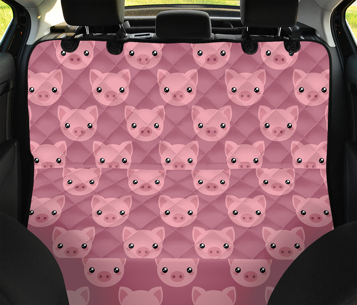 Cute Pink Pig Pattern Print Pet Car Back Seat Cover