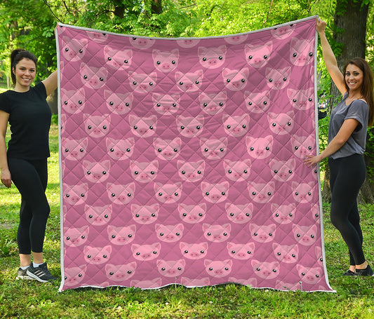 Cute Pink Pig Pattern Print Quilt