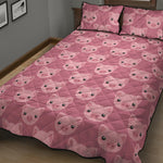 Cute Pink Pig Pattern Print Quilt Bed Set