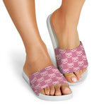 Cute Pink Pig Pattern Print White Slide Sandals