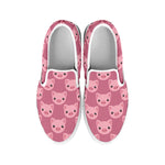 Cute Pink Pig Pattern Print White Slip On Shoes