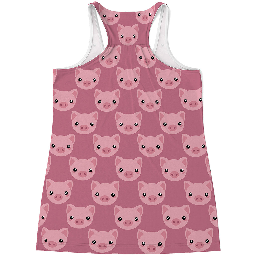 Cute Pink Pig Pattern Print Women's Racerback Tank Top