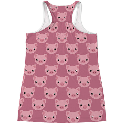 Cute Pink Pig Pattern Print Women's Racerback Tank Top