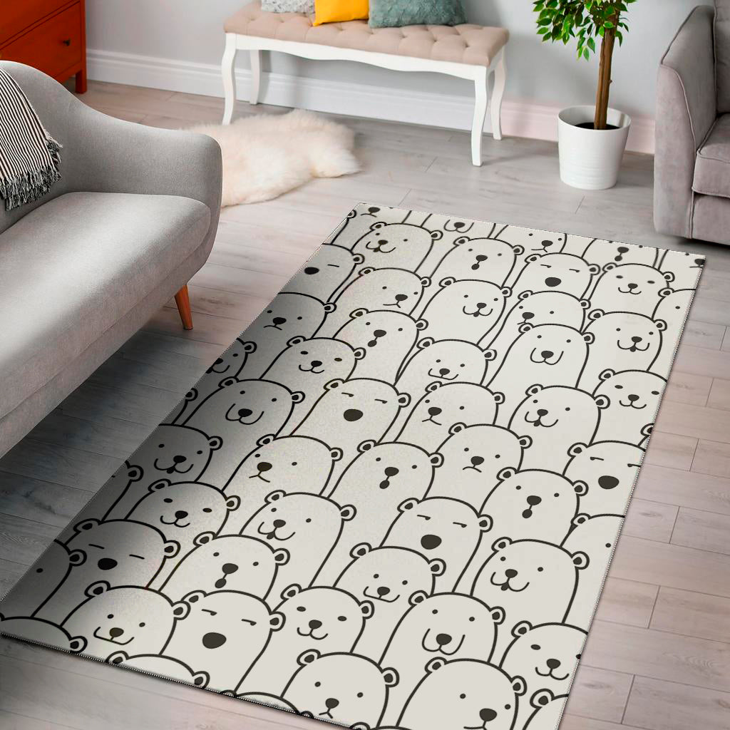 Cute Polar Bear Pattern Print Area Rug