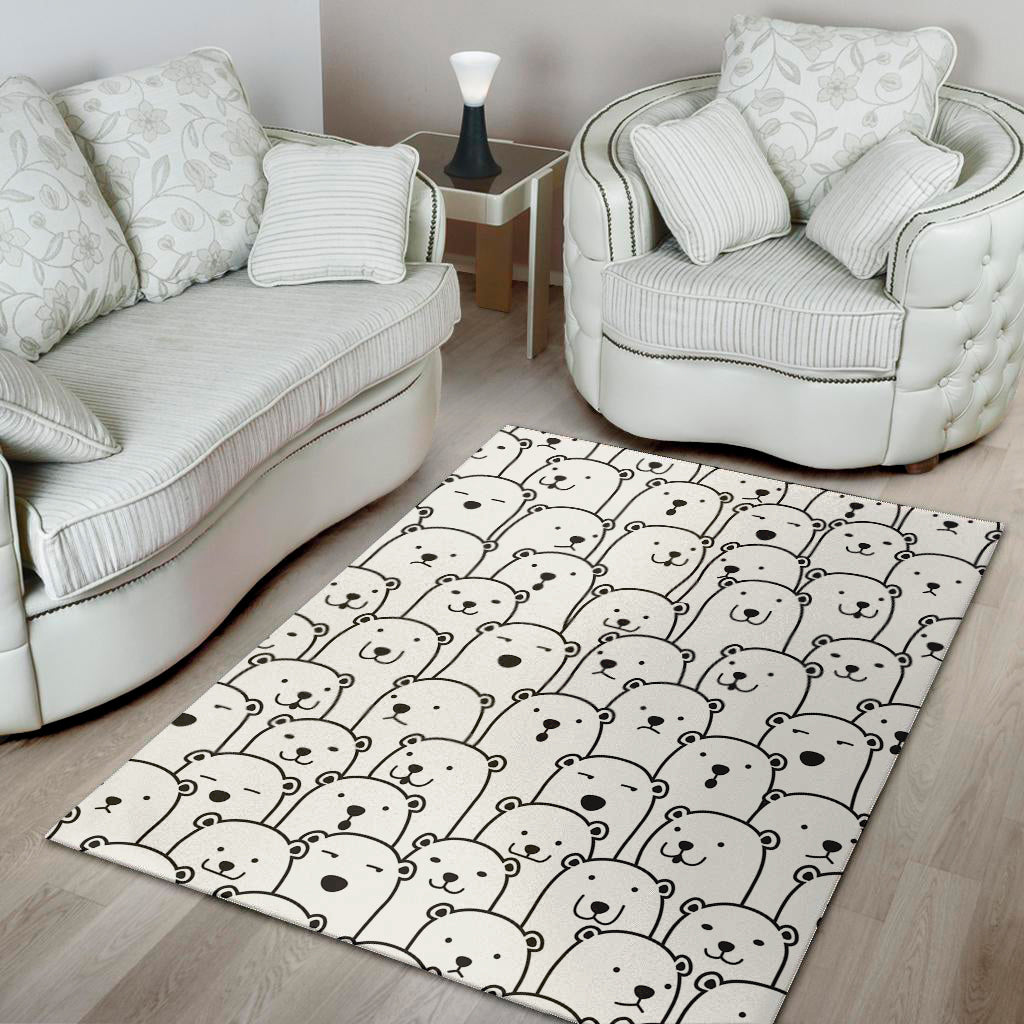 Cute Polar Bear Pattern Print Area Rug