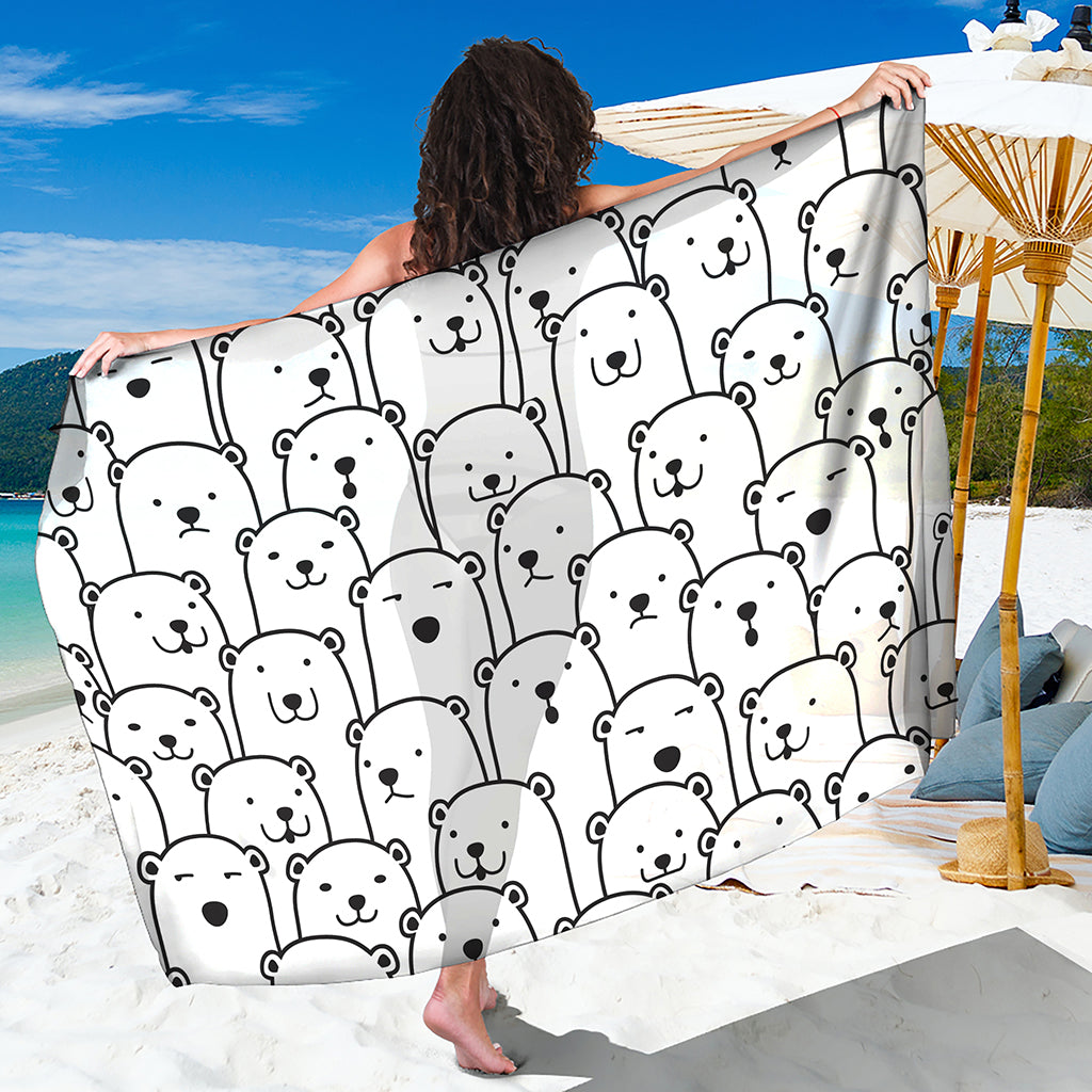 Cute Polar Bear Pattern Print Beach Sarong Wrap