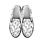 Cute Polar Bear Pattern Print Black Slip On Shoes