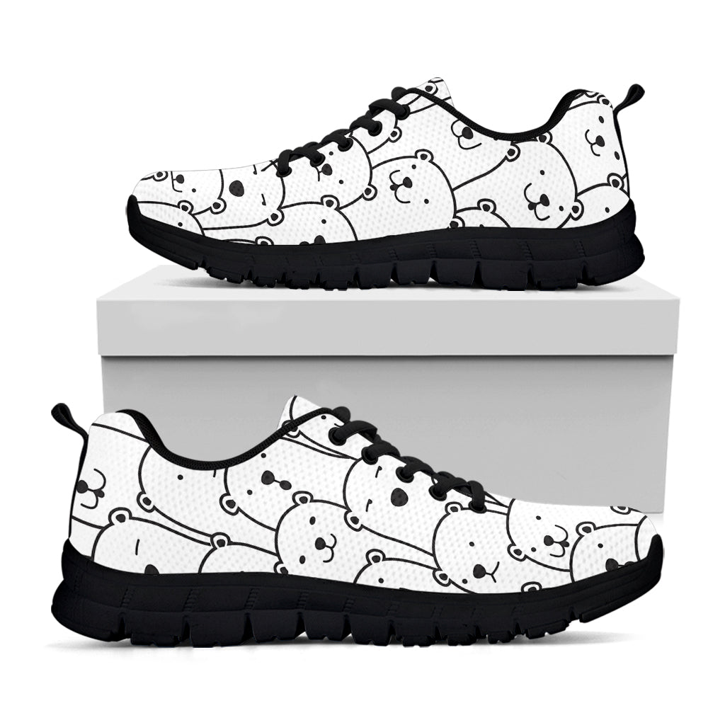 Cute Polar Bear Pattern Print Black Sneakers