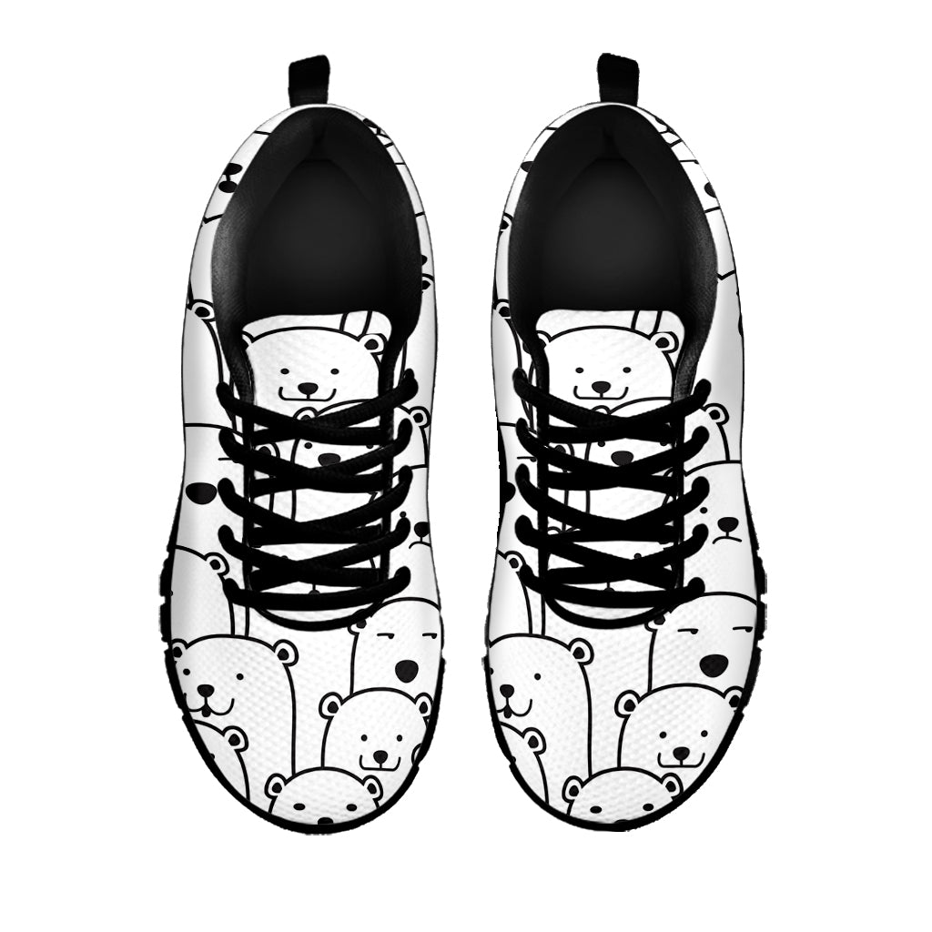 Cute Polar Bear Pattern Print Black Sneakers