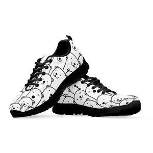 Cute Polar Bear Pattern Print Black Sneakers