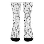 Cute Polar Bear Pattern Print Crew Socks