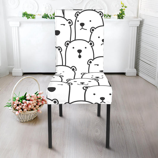 Cute Polar Bear Pattern Print Dining Chair Slipcover