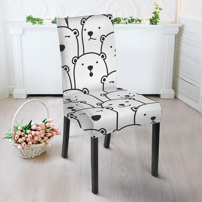Cute Polar Bear Pattern Print Dining Chair Slipcover