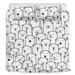 Cute Polar Bear Pattern Print Duvet Cover Bedding Set