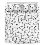 Cute Polar Bear Pattern Print Duvet Cover Bedding Set