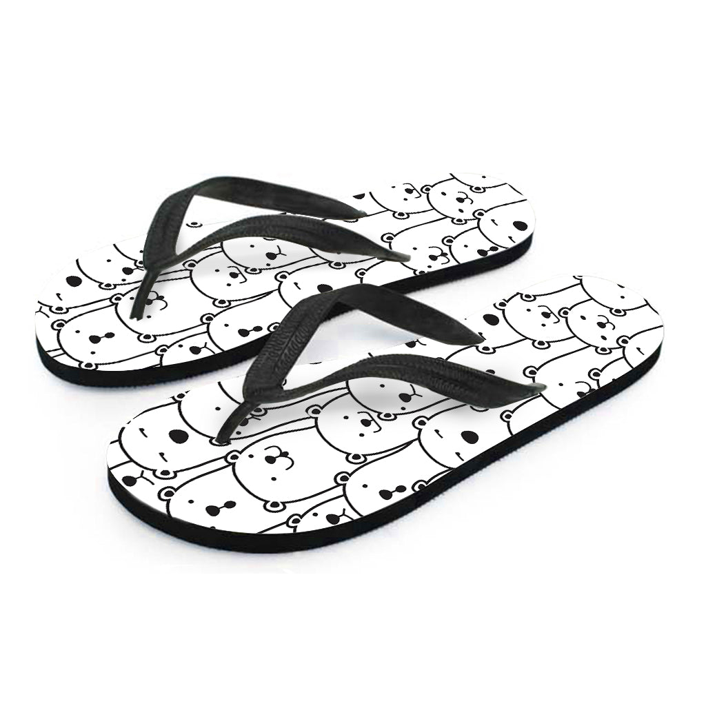 Cute Polar Bear Pattern Print Flip Flops