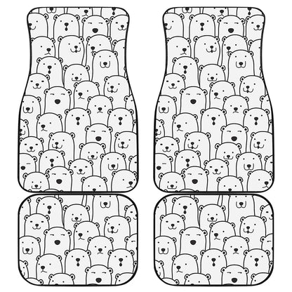 Cute Polar Bear Pattern Print Front and Back Car Floor Mats