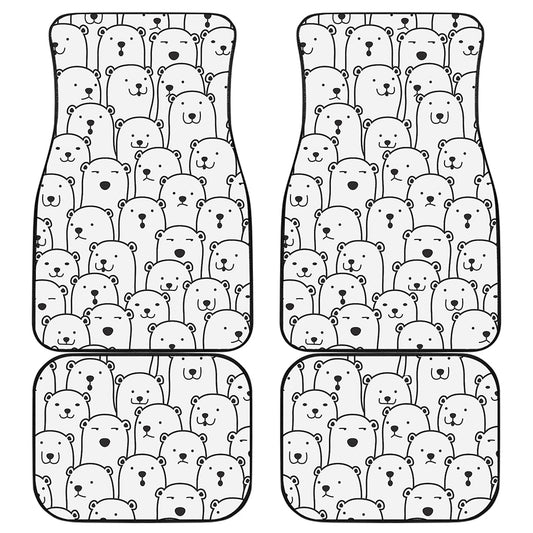 Cute Polar Bear Pattern Print Front and Back Car Floor Mats