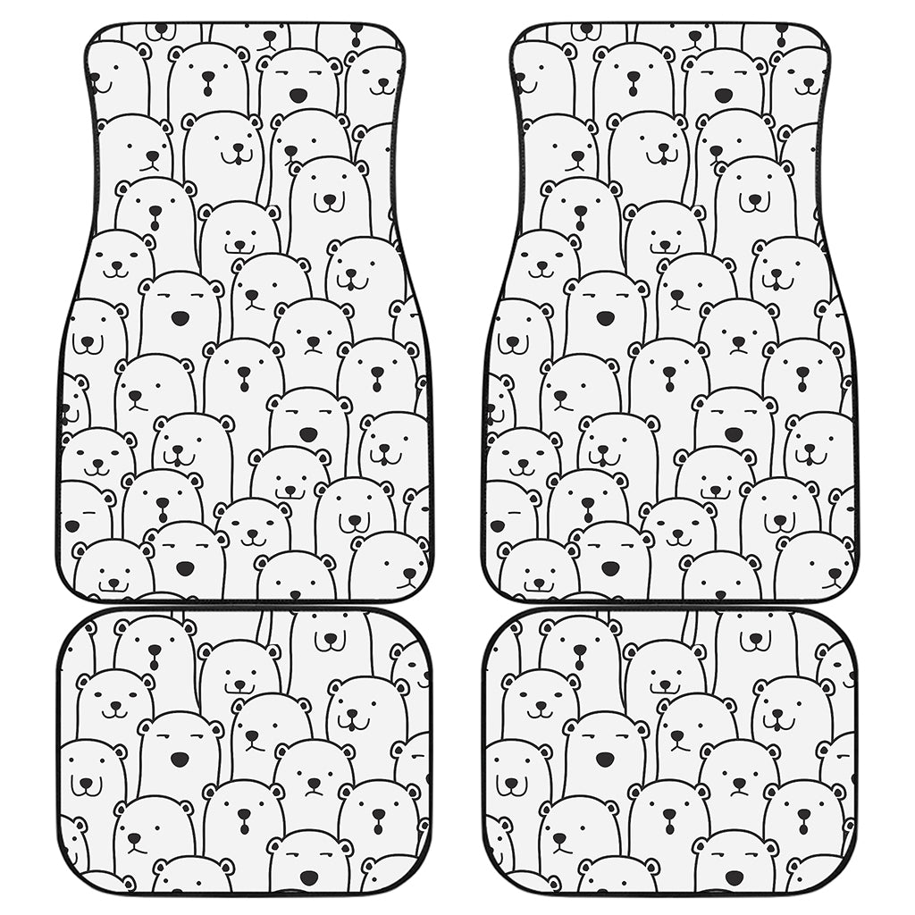 Cute Polar Bear Pattern Print Front and Back Car Floor Mats