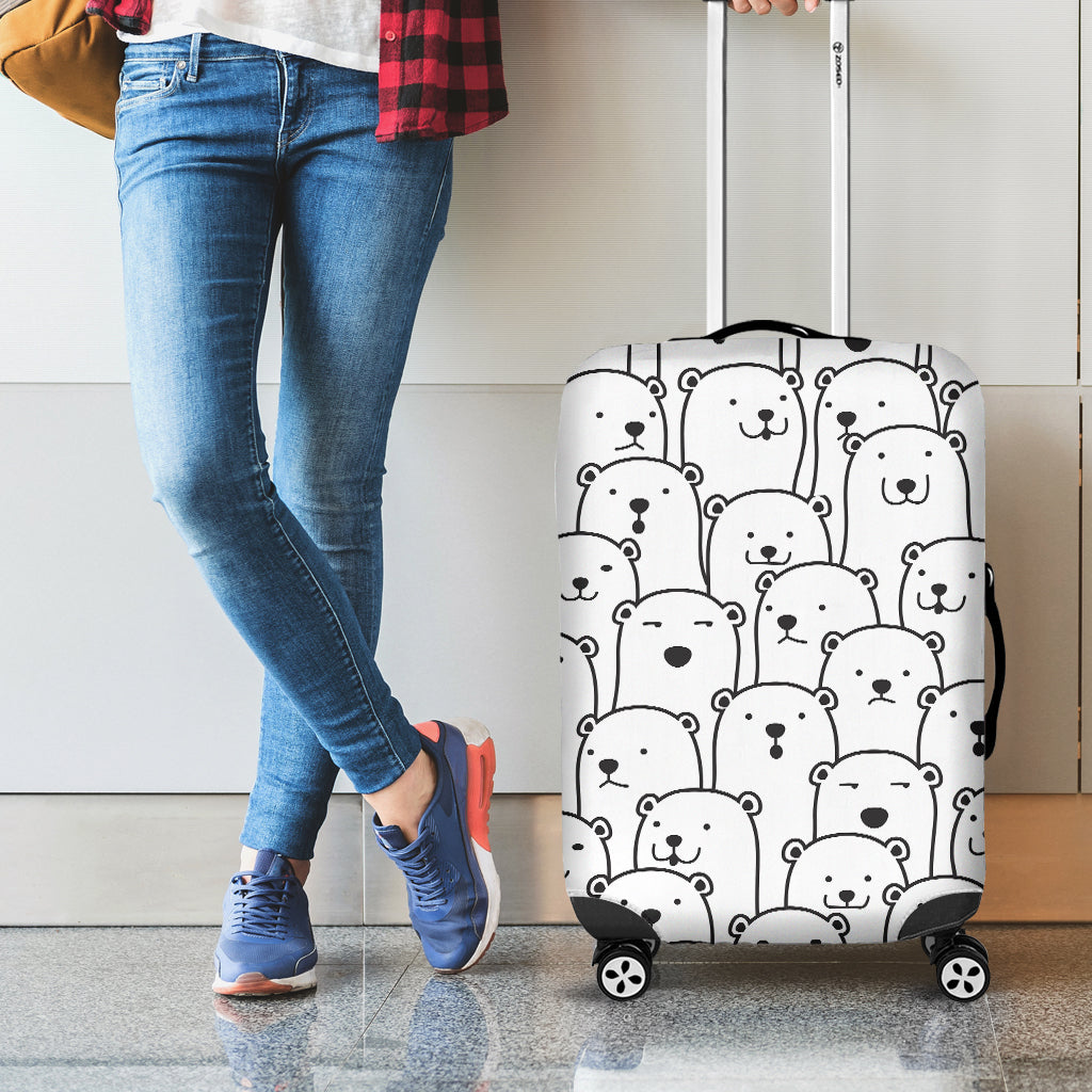 Cute Polar Bear Pattern Print Luggage Cover