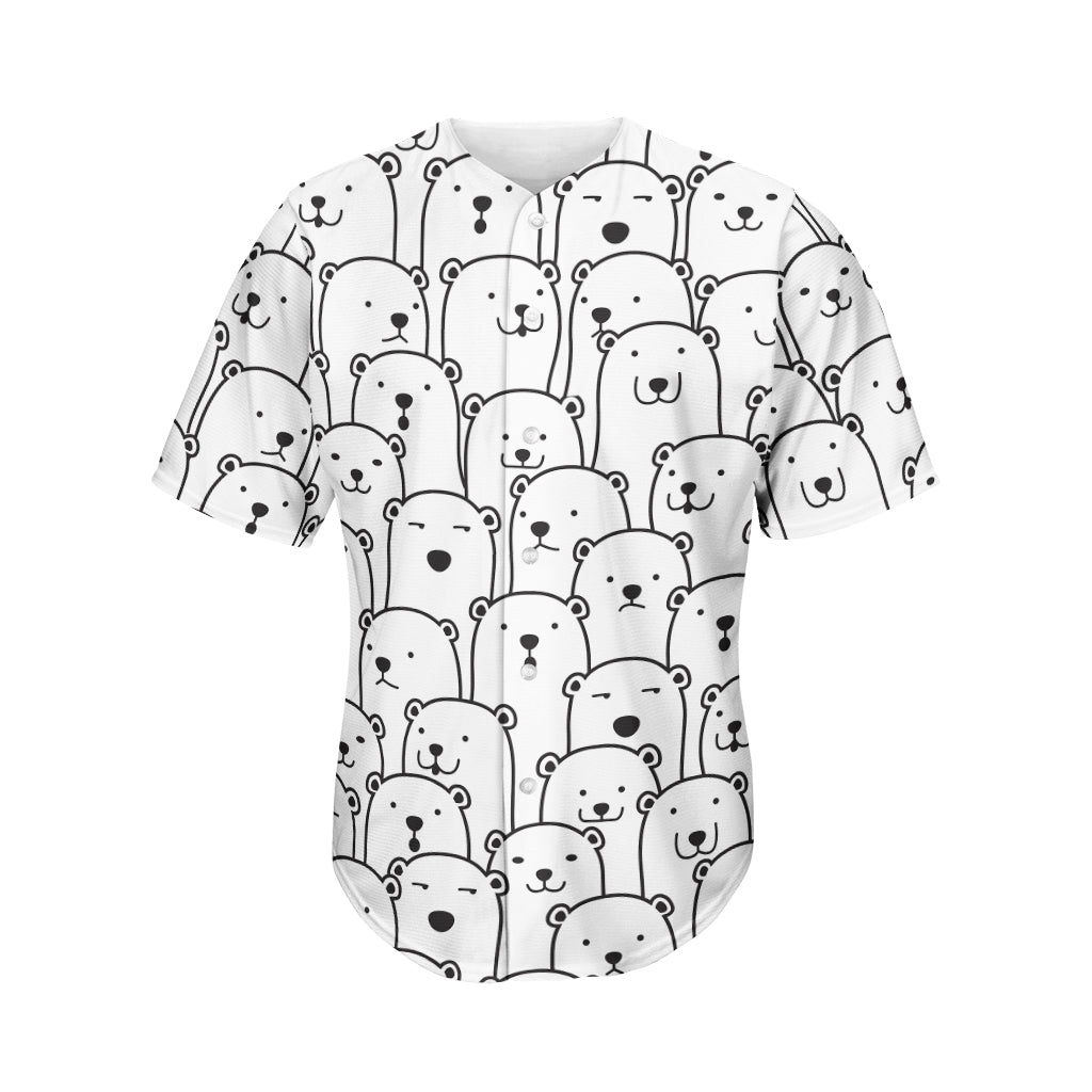 Cute Polar Bear Pattern Print Men's Baseball Jersey