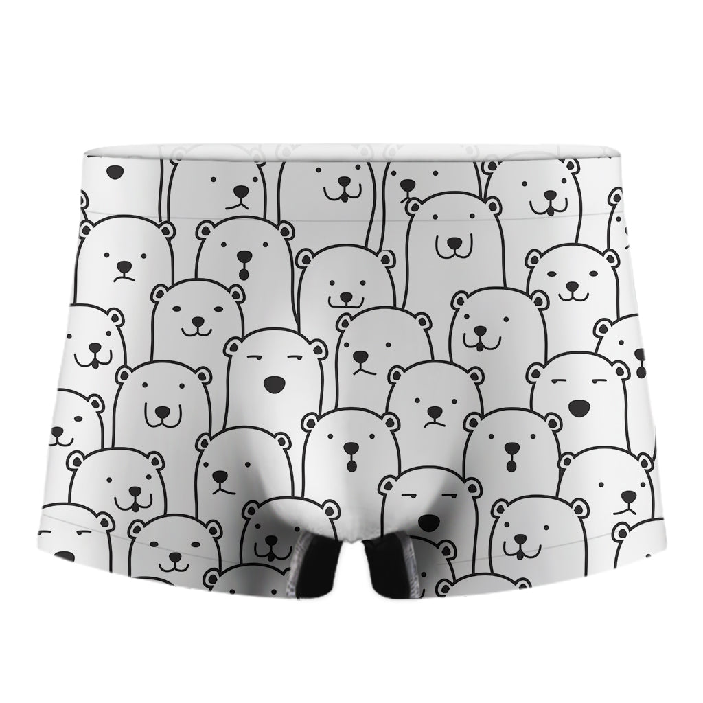 Cute Polar Bear Pattern Print Men's Boxer Briefs