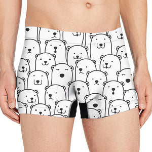 Cute Polar Bear Pattern Print Men's Boxer Briefs