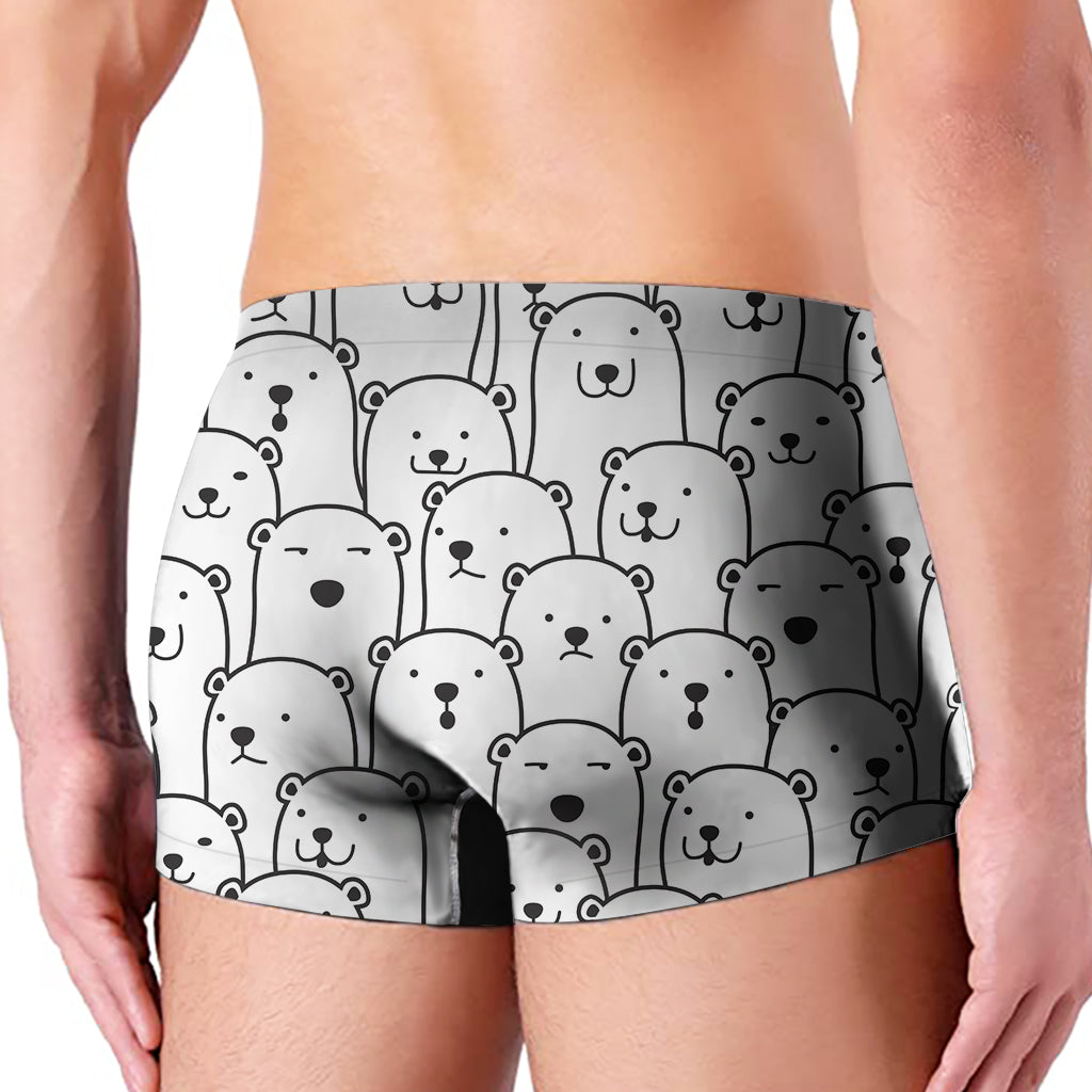 Cute Polar Bear Pattern Print Men's Boxer Briefs