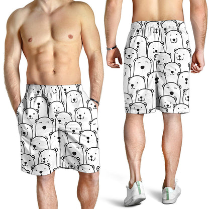 Cute Polar Bear Pattern Print Men's Shorts