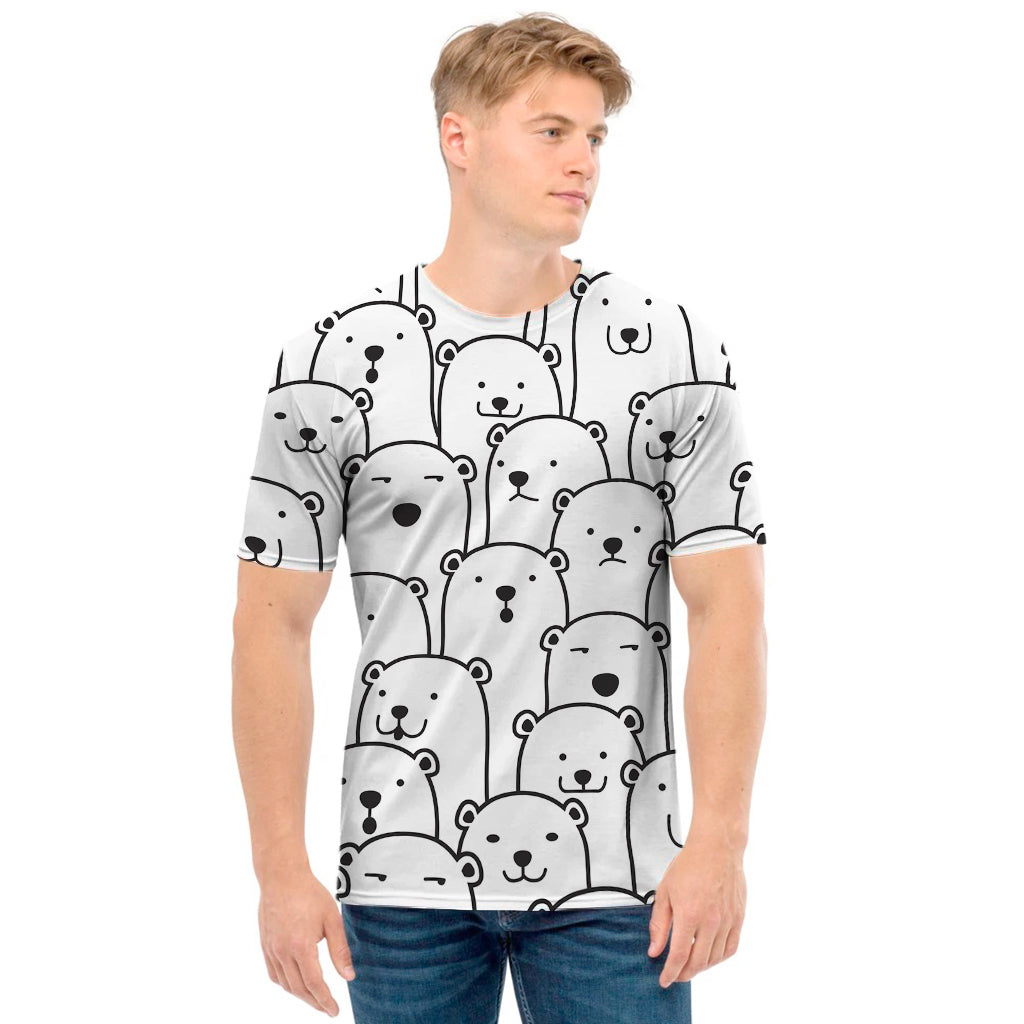 Cute Polar Bear Pattern Print Men's T-Shirt