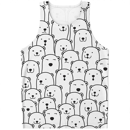 Cute Polar Bear Pattern Print Men's Tank Top