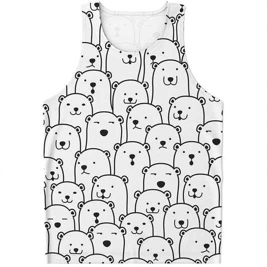 Cute Polar Bear Pattern Print Men's Tank Top