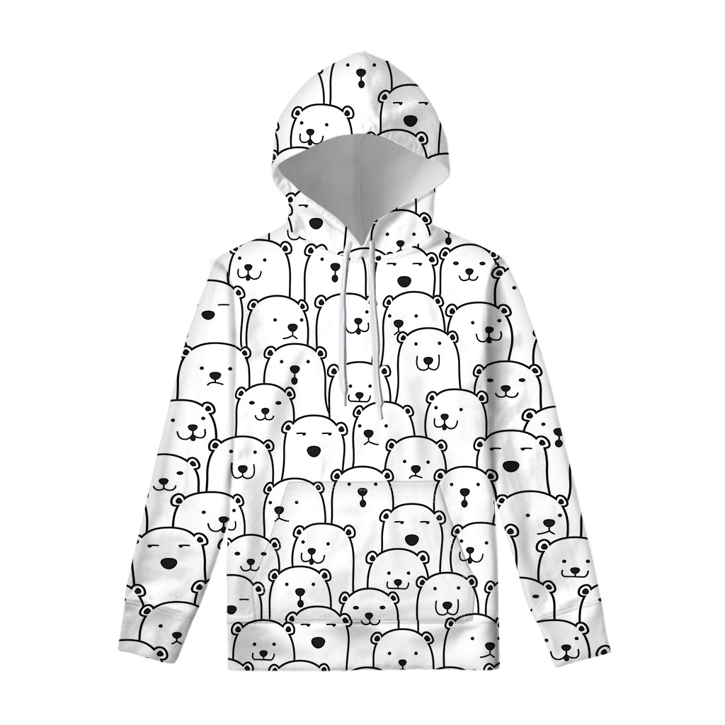 Cute Polar Bear Pattern Print Pullover Hoodie