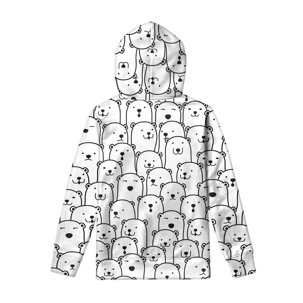 Cute Polar Bear Pattern Print Pullover Hoodie