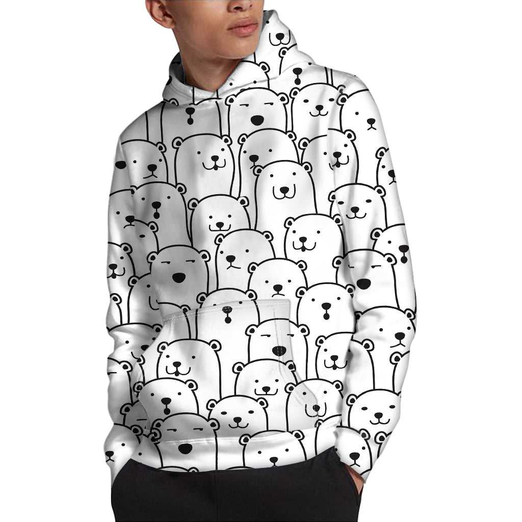 Cute Polar Bear Pattern Print Pullover Hoodie