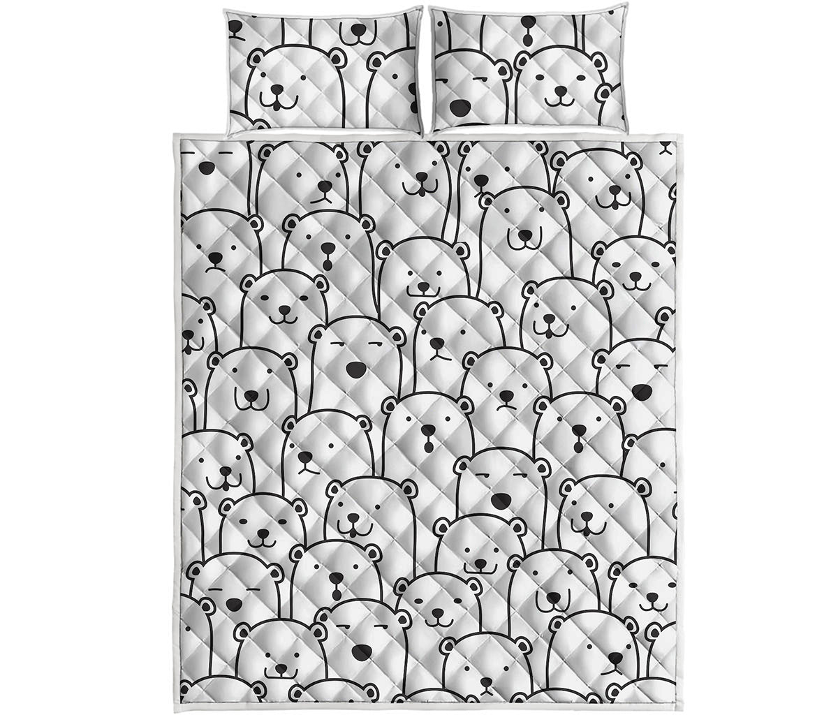 Cute Polar Bear Pattern Print Quilt Bed Set