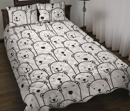 Cute Polar Bear Pattern Print Quilt Bed Set
