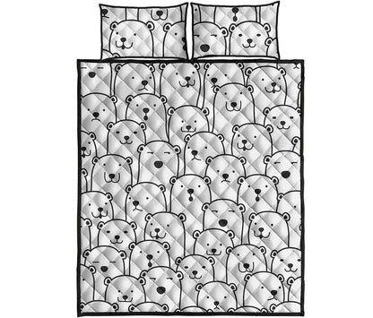 Cute Polar Bear Pattern Print Quilt Bed Set
