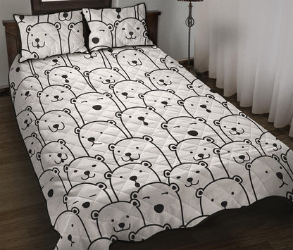 Cute Polar Bear Pattern Print Quilt Bed Set