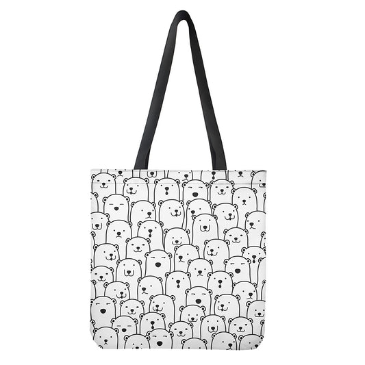 Cute Polar Bear Pattern Print Tote Bag