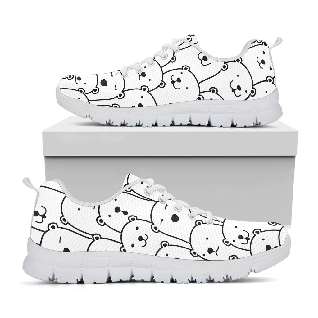 Cute Polar Bear Pattern Print White Sneakers