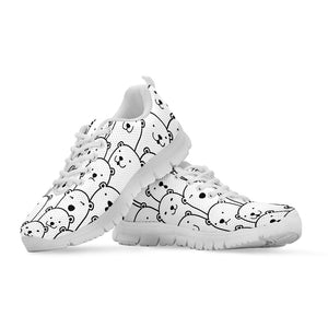 Cute Polar Bear Pattern Print White Sneakers