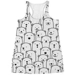 Cute Polar Bear Pattern Print Women's Racerback Tank Top