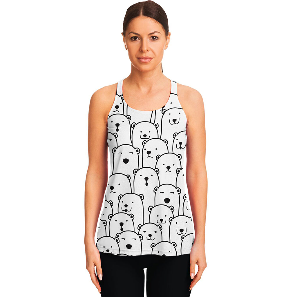 Cute Polar Bear Pattern Print Women's Racerback Tank Top