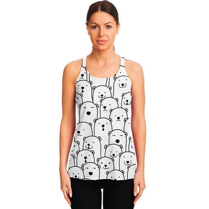 Cute Polar Bear Pattern Print Women's Racerback Tank Top