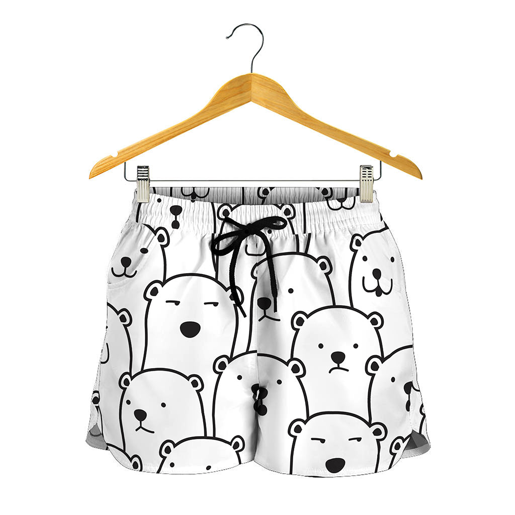 Cute Polar Bear Pattern Print Women's Shorts